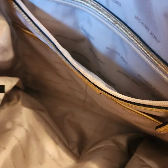 Michael Kors Gold Satchel Bowling Bag style w crossbody strap - Picture 10 of 16